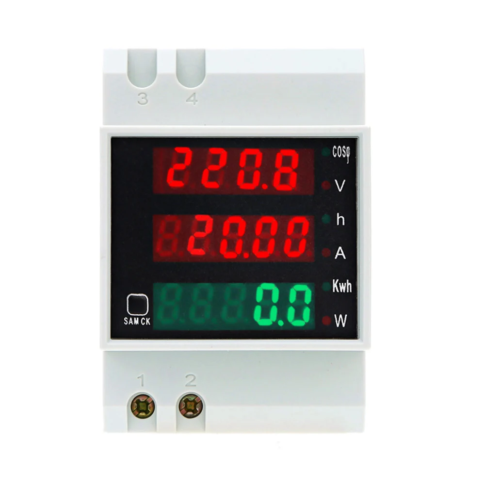 

D52-2047 AC 80-300V 0-100A Din Rail LED Voltmeter Ammeter Active Power Factor Energy meter Voltage Volt Current Multi-function