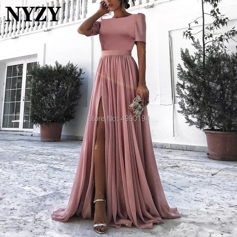 Robe de Soiree вечернее платье NYZY E233 с короткими рукавами Длинная накидка из шифона платье на выпускной мужской костюм Abendkleider