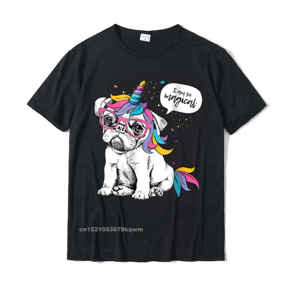 Printed T-Shirt Funky Short Sleeve Geek Cotton Fabric Round Collar Men T Shirt Classic Tops Shirts Summer Drop Shipping Adorable Dog wearing unicorn costume saying quot Im magical quot __4464 black