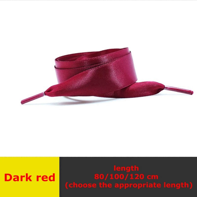 Dark red 1 пара атласные шелковые Ленточные шнурки для обуви Женские Романтические белые шнурки для отдыха на открытом воздухе шнурки 80 см/100 см/120 см - Цвет: Dark red