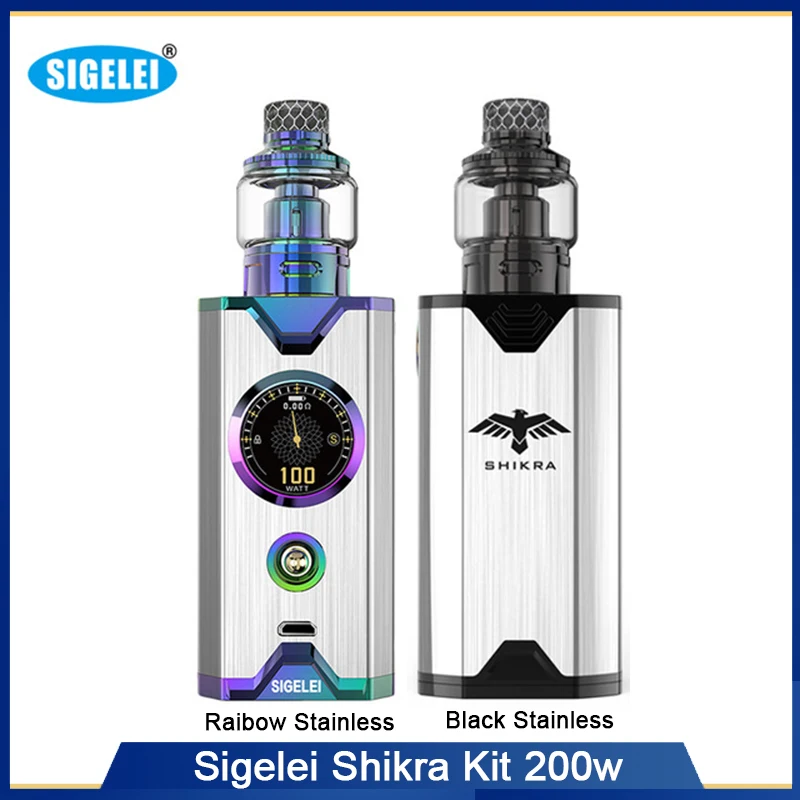 

Clearance Sigelei Shikra Kit 200W mesh coil powered by dual 18650 with shikra tank Electronic cigarrete Vape kit for vape tank