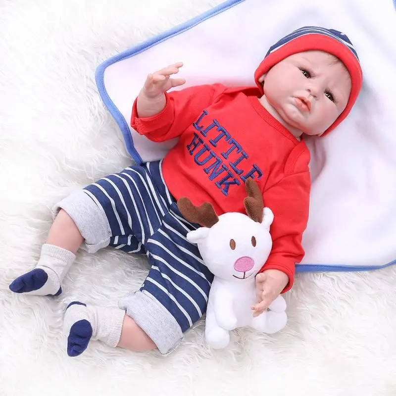 

NPK 22 inch Handmade High Quality Reborn Baby Boy Alive Doll Detailed Lifelike Painting Rooted hair Collectible Art Doll