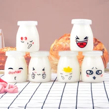 6 шт. 100 мл бутылочки для пудинга милое лицо Термостойкое стекло Желе Йогурт банки контейнеры для молока чашка для йогурта