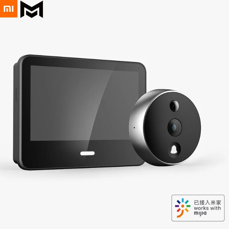 Xiaomi Xiaomo умный видео дверной звонок кошачий глаз HD ночного видения лица детектор двухсторонний домофон Аудио ЖК-дисплей Woek с Mijia App