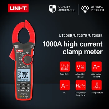 

True RMS digital clamp multimeter 6000 display digits automatic range portable handheld UT206B UT207B UT208B AC DC voltage