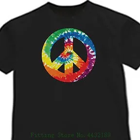 Tie - Dye Peace Sign Shirt Tye Cool Black T Youth Hipster Tee Tops | Мужская одежда