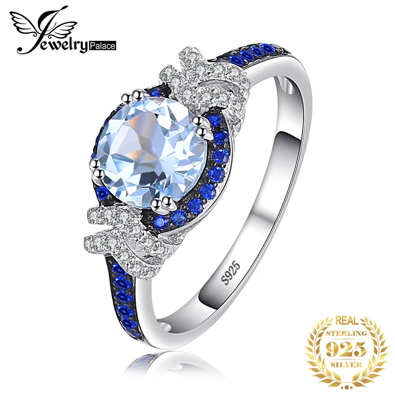 

JewelryPalace Genuine Blue Spinel Topaz Ring 925 Sterling Silver Rings for Women Engagement Ring Silver 925 Gemstones Jewelry