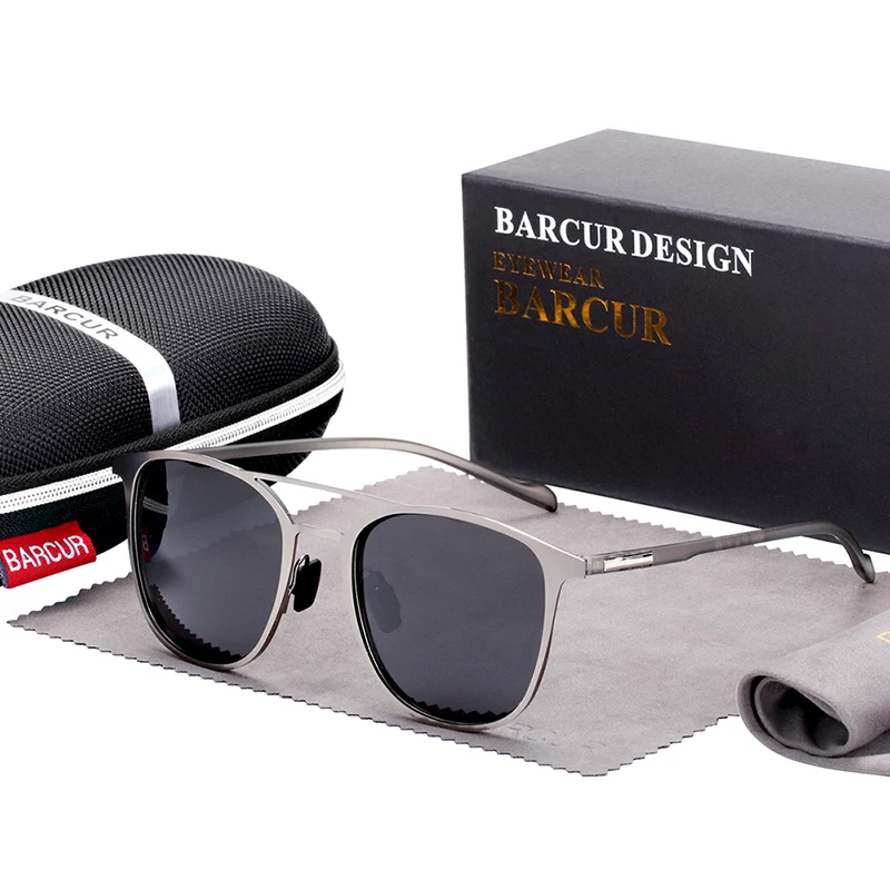 Бренд BARCUR, круглые солнцезащитные очки для мужчин TR90, черные солнцезащитные очки для женщин, поляризованные очки, lunette de soleil femme - Цвет линз: Gun Gray