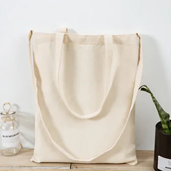 

Shopping Bag Men Women Home Large Capacity Student Fashion Shopping Folding Canvas Eco Friendly Anti Tear Natural Solid Casual