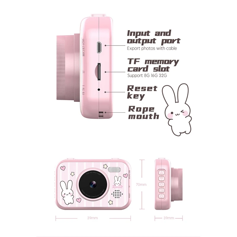 Children's CameraKids Digital Camera with 3.5Inch IPS HD Sn 1080P Video Recorder Lanyard Anti-Fall Mini Camera