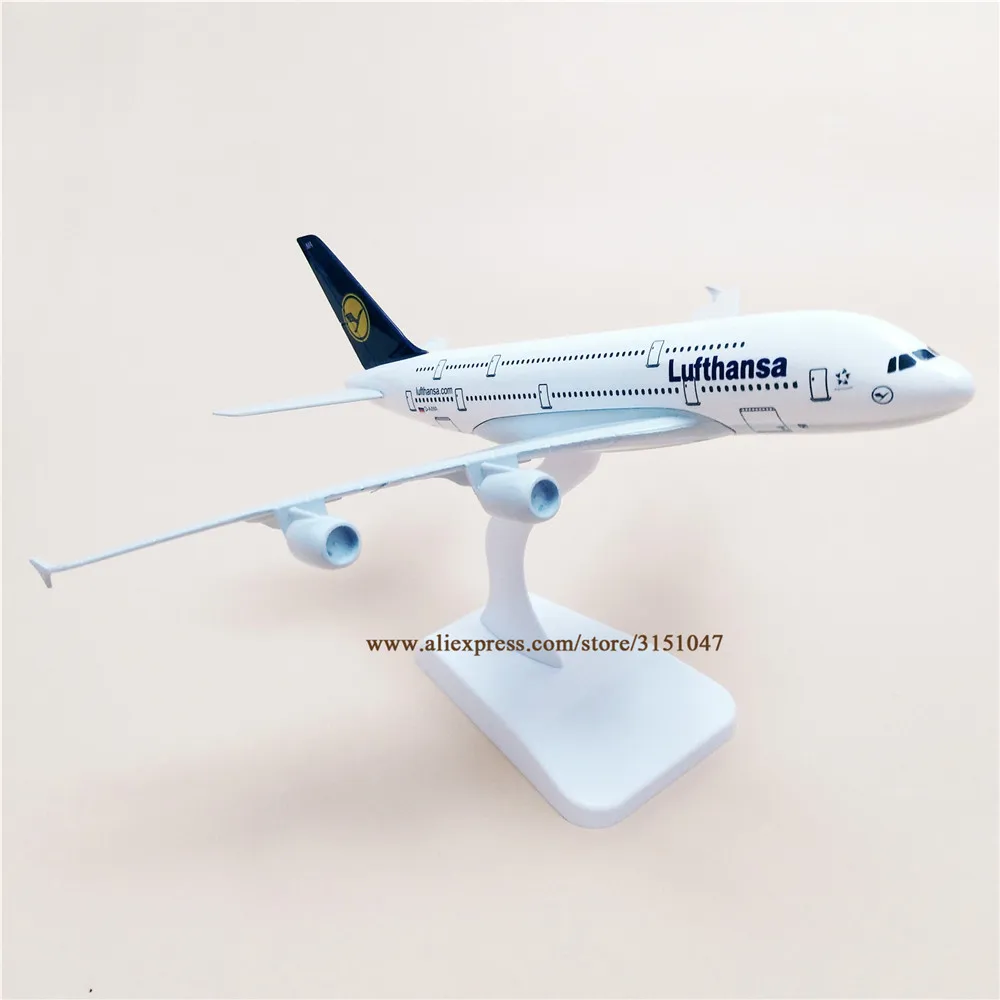 Сплав металла воздух Германия LUFTHANSA Airlines A380 модель самолета Airbus 380 Airways модель самолета Стенд самолет 20 см