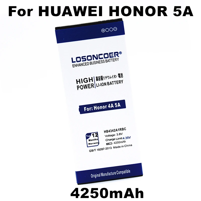 

LOSONCOER 4250mAh HB4342A1RBC Battery for Huawei Honor 4A Huawei y5II Y5 II 2 Ascend 5+ Y6 SCL-TL00 honor 5A LYO-L21 Battery