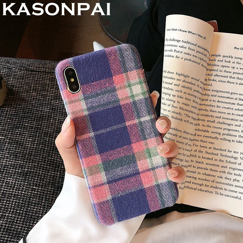 Ретро теплый фланелевый плед чехол для телефона для Iphone X Xs Max XR ткань плюшевый чехол для Iphone 6 6S 7 8 Plus 11 Pro Max мягкая задняя крышка