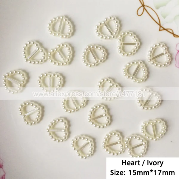 Heart Ivory 100 шт белый цвет слоновой кости прямоугольная лента жемчужные пряжки Sash ползунки Свадебные канцелярские открытки, скрапбукинг бусины украшение - Цвет: Heart Ivory