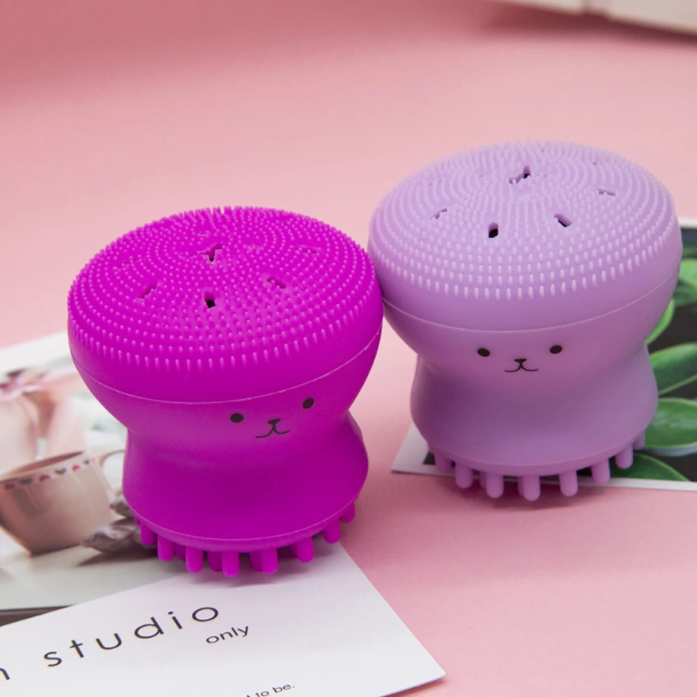 Hot Silicone Face Cleansing Brush Facial Cleanser Pore Cleaner Exfoliator Face Scrub Washing Brush Skin Care Small Octopus Shape