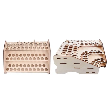 

2x 81 Hole/74 Hole Wooden Pigment Bottle Storage Organizer Color Paint Ink Brush Stand Rack Modular Holder School