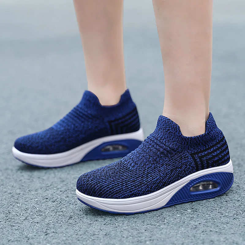 Fashion Slip On Walking Sock Shoes For Women 2021 Casual Breathable Platform Sneakers Lightweight Ladies Trainers Zapatos Mujer