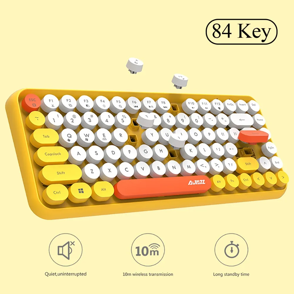 iBen Bluetooth Keyboard Retro Round Keycap Plastic Panel Colorful 84Keys For Mobile Phone PC Tablet Home Office Keyboard  (7)