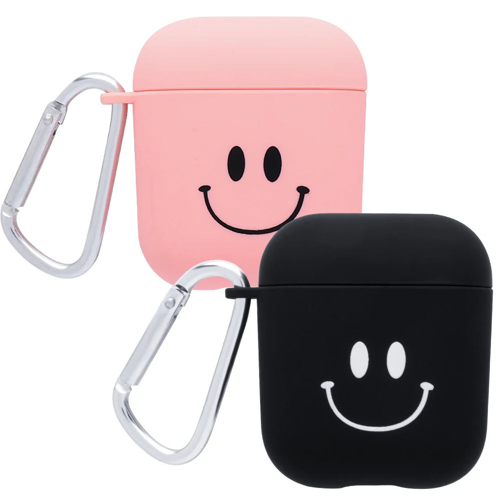 Pink smile black case For Airpods 1 2 PC Hard Cover For Air Pods Frosted protective shell Luxury Couple Style Earphone Box Capa