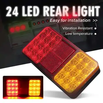

2x 12V 24 LED Truck Tail Light Waterproof Rear Lights Trun Signal Light Brake Stop Indicator Lamp Taillight for Trailer Car Bus