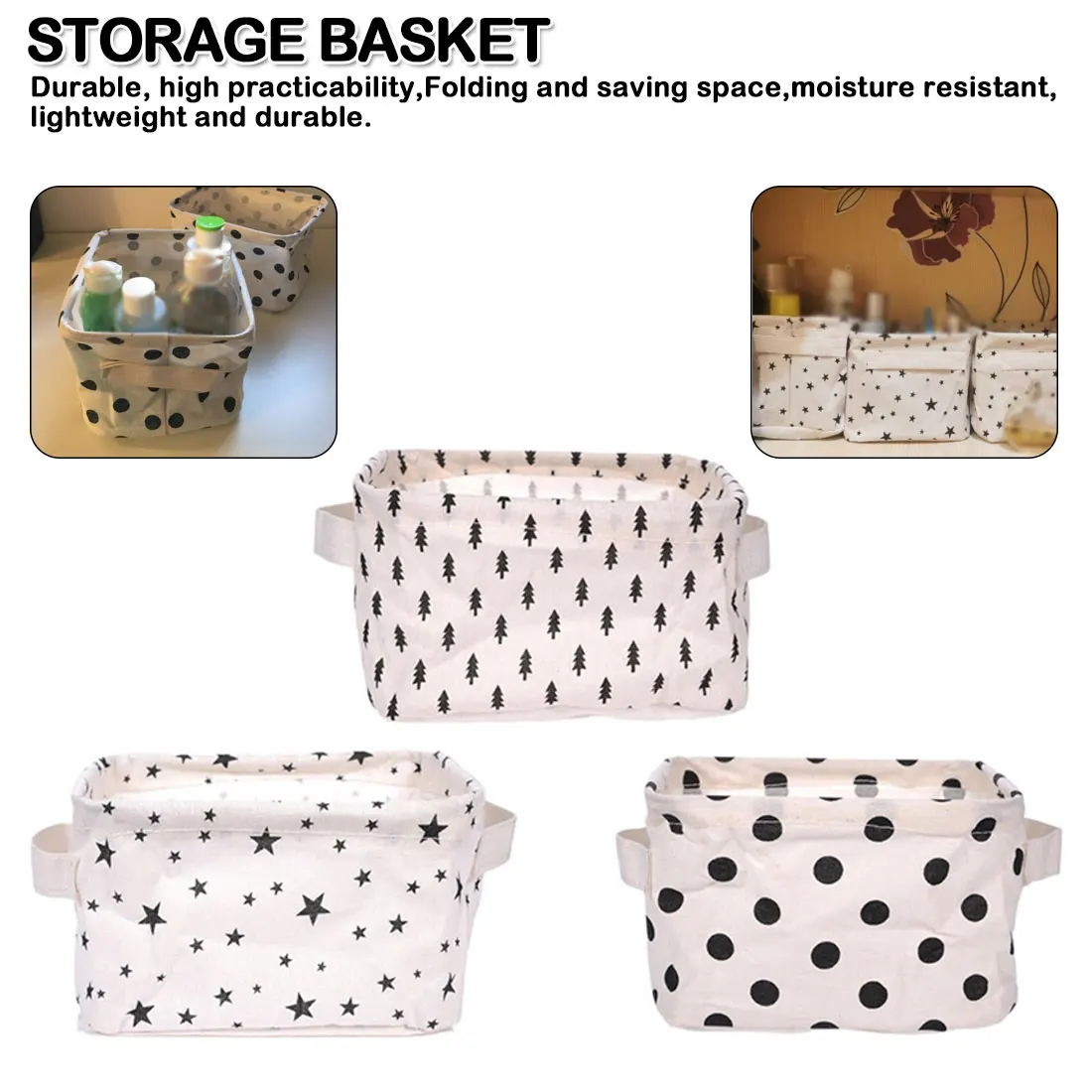 DIY Desktop Storage Basket Sundries Underwear Toy Storage Box Cosmetic Book Organizer Stationery Container Laundry Basket
