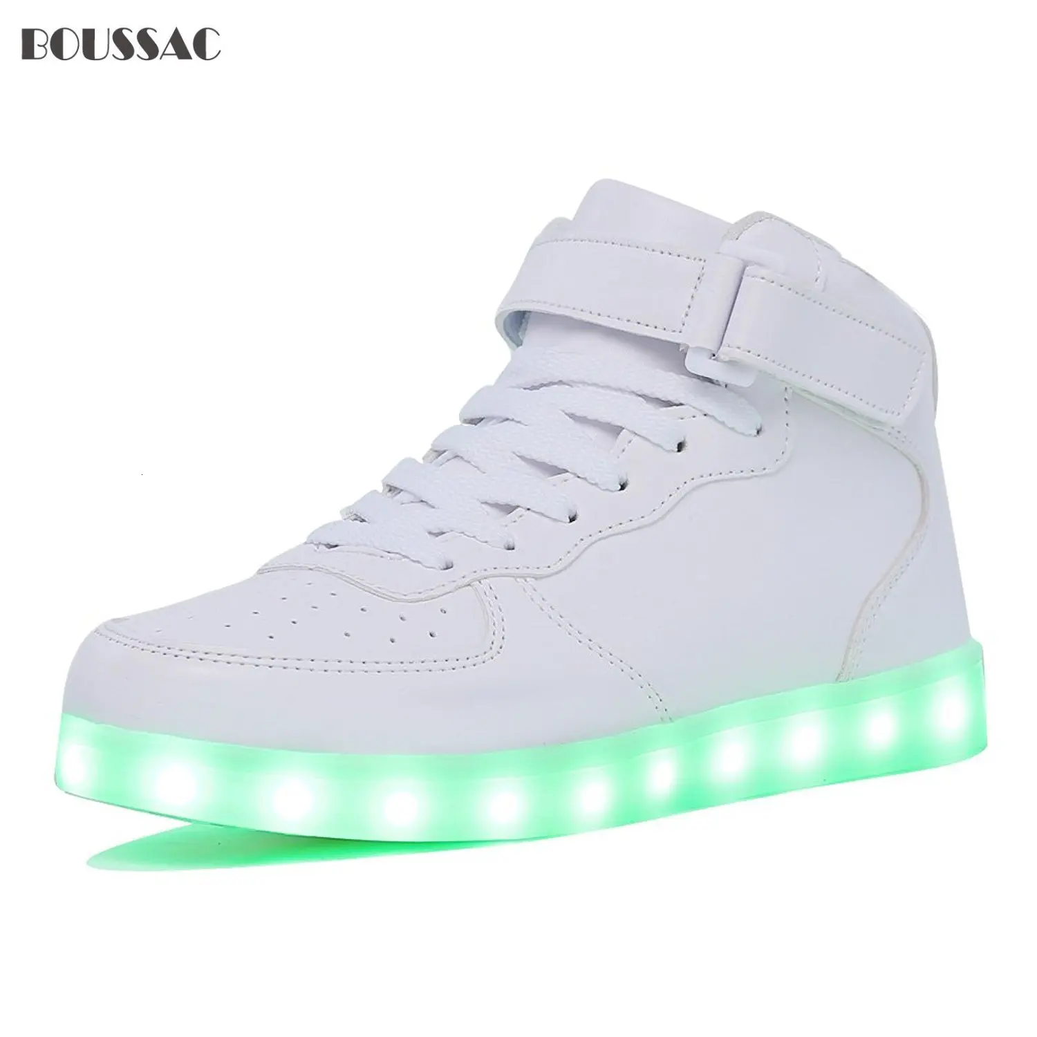 

BOUSSAC Adult&Kids Boy and Girl's High Top LED Light Up Shoes Glowing Sneakers Luminous Sole Sneakers for Women&Men