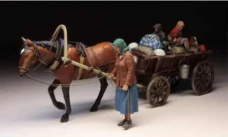 1/35 древняя европейская гражданская и лошадь модельная фигурка из смолы наборы миниатюрные gk Unassembly Неокрашенная