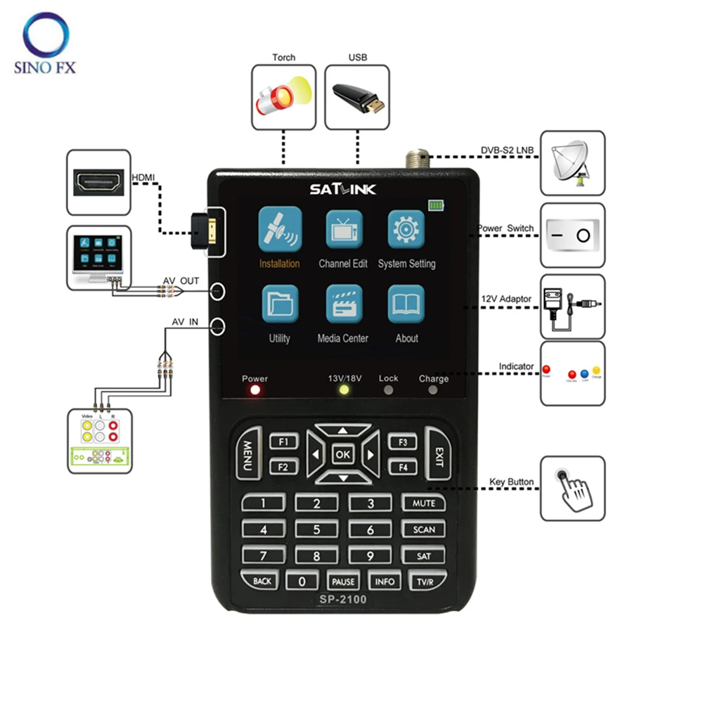 SATLINK ST-2100 DVB-S2 спутниковый finder метр MPEG2 MPEG4