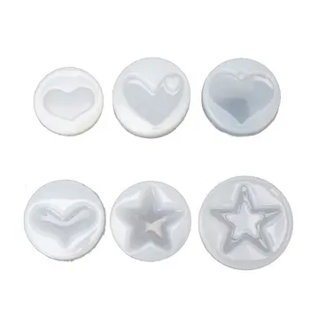 

6Pcs Star Heart Silicone Jewelry Resin Mold Star Heart Mold Kit Resin Casting Mold Jewelry Making Art Craft Tools