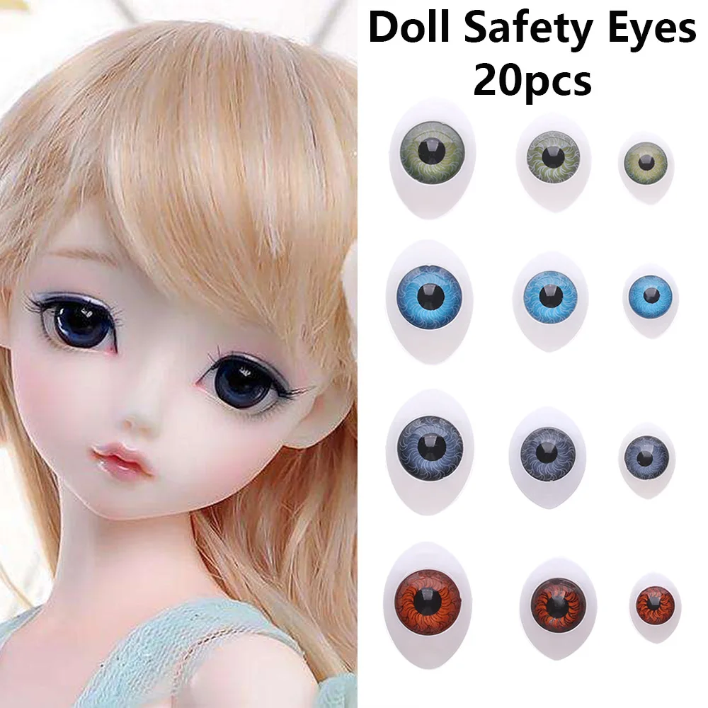 Plastic Safety Eyes 20Pcs 4 Sizes Mix Color for Doll Animal Toy Puppet Dinosaur DIY Craft