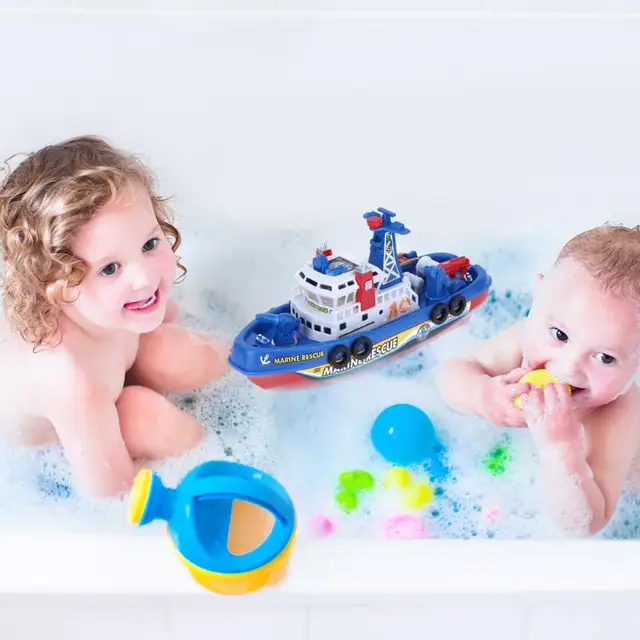 Kids Children Electric High Speed Ship Fire Boat Water Spray Music Light Marine Rescue Model Fireboat Educational Toys 5