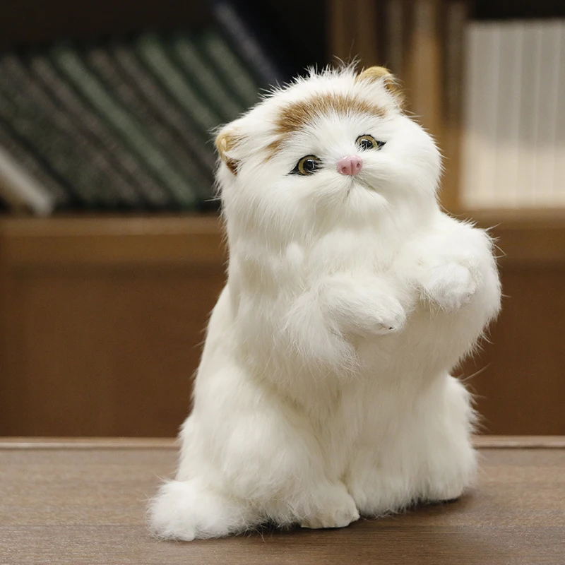 Realistic Pet Cat Dolls Kitten Figurines Plush Toy For Kids Birthday Gift Ornaments Home Table Decoration 3