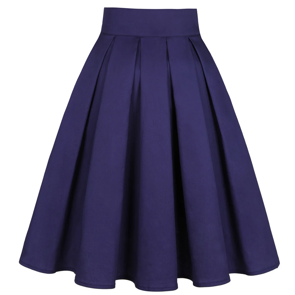 Women Gothic Solid Color Blue Pleated Skirt Summer High Waist Korean H ...