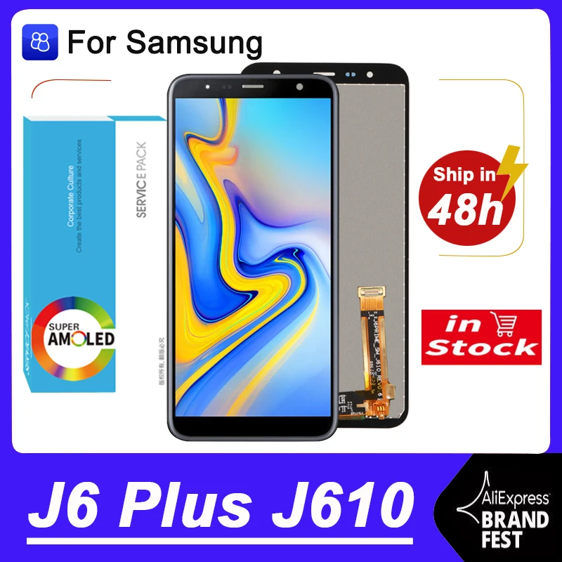 100% Оригинальный 6 0 ''дисплей J6 Plus для Samsung Galaxy + J610 J610F J610FN ЖК-сенсорный экран