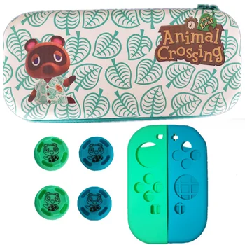 

Nintend Switch Console Animal Crossing Portable Hand Storage Bag Hard PU Carry Case Thumb Caps Silicone Cover for Switch Joycon