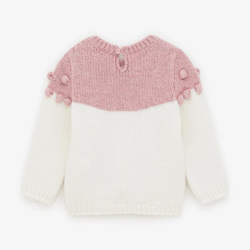 Babyinstar, милый свитер для девочек, вязаные топы с длинными рукавами розового и белого цвета, детская одежда для малышей, Детский свитер для маленьких девочек