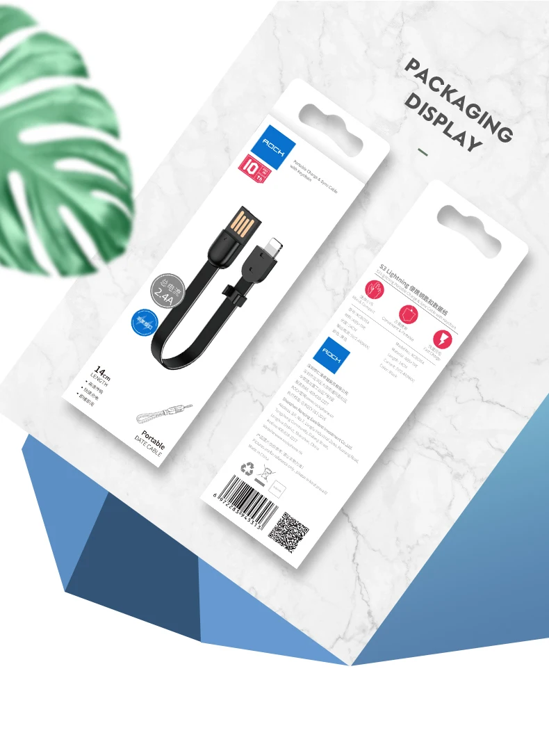 ROCK Многофункциональный usb-кабель для iPhone зарядное устройство с интерфейсом Lightning Кабель портативного зарядного устройства брелок короткая Зарядка Синхронизация данных шнур с магнитным