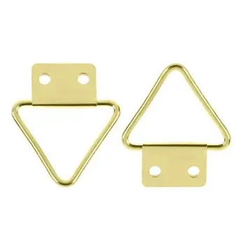 

20pcs Golden Triangle Double Hole Hanging Picture Frame Hardware Hook Home Decor Wall Mount Hanger Hook Ring Iron 3.2 X 2.85cm