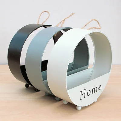 

Creative Wrought Iron Round Wall Hanging Wall Simple Living Room Wall Decoration Storage Flower Basket Wall Hanging