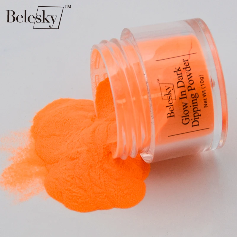 BELESKY светятся в темноте порошок погружения световой эффект 10g большей прочностью и большим сроком службы светящаяся в темноте пудра окунания, нейл-арта украшения