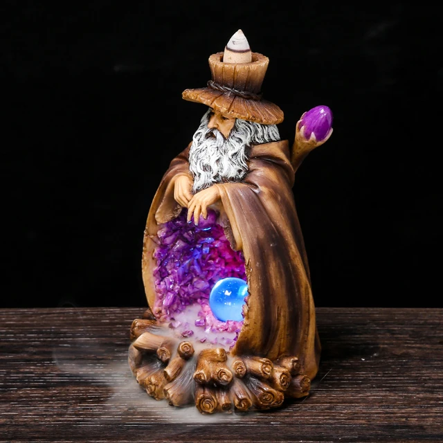 Quemador de incienso de reflujo de mago con bola de cristal luminosa,  diseño creativo, 20 piezas de conos de incienso, aromaterapia interior,  decoración del hogar - AliExpress