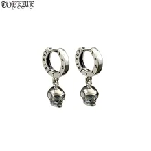 Новинка! Винтажные 925 серебряные серьги-скелеты, тайские серебряные серьги с черепом, Настоящее серебро, унисекс, Панк Серьги, ювелирное изделие, подарок