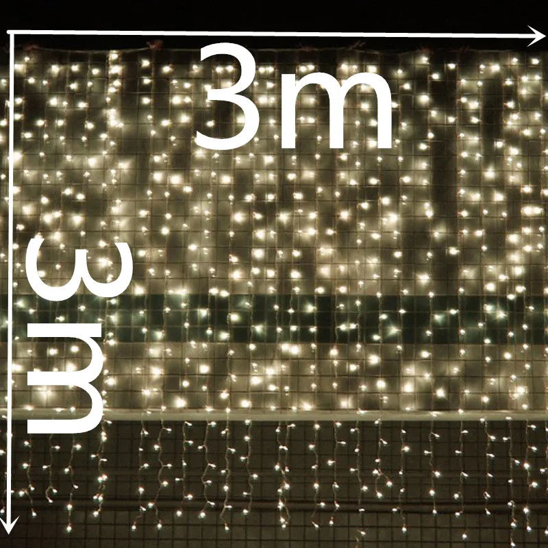 3 м x 3 м 300LED Рождественская гирлянда, сказочный Свадебный светильник для занавесок, наружный светильник ing 110 В/220 В, струнный светильник s для домашнего декора, вечерние