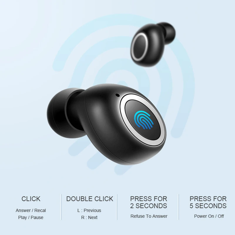 3D стерео звук Беспроводной наушники Портативный вкладыши TWS Bluetooth V5.0 сенсорный с