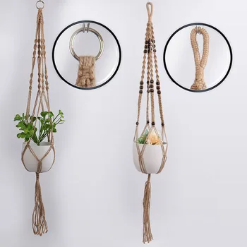 

Handmade Macrame Plant Hanger Flower Pot Hanger for Wall Decoration Countyard Garden Pot Tray for Plant Garden Decoration