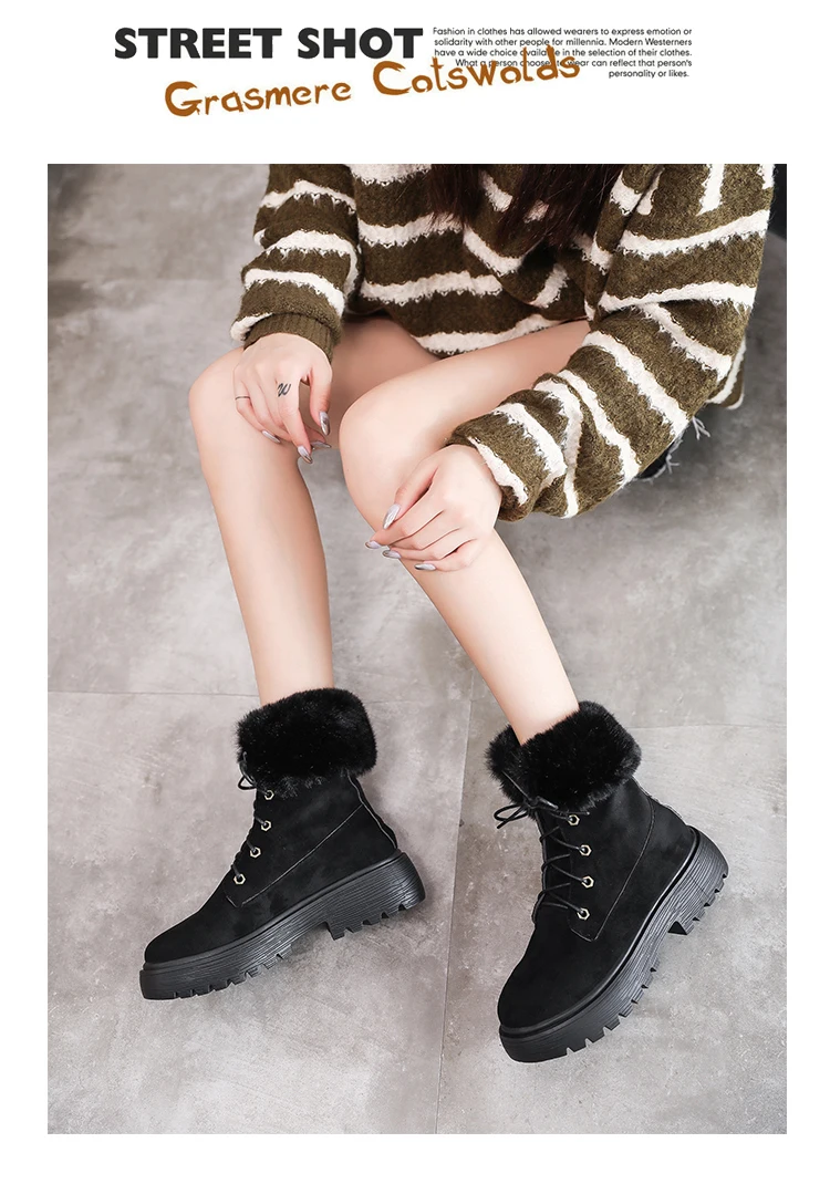 Новые зимние сапоги Для женщин плоская подошва зимние ботинки западные сапоги ковбойские ботинки модная женская обувь сапоги в стиле «милитари» Черные ботильоны