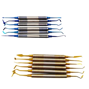 

6Pcs Composite Resin Filling Spatula Titanium Plated Head Resin Filler Set Thick Handle Restoration Set Instrument