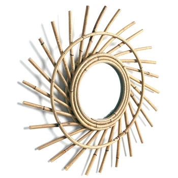 

Rattan Plaited Art Wall Hanging Photography Prop Dressing Living Room Decorative Mirror Nordic Ornament Makeup Mirror