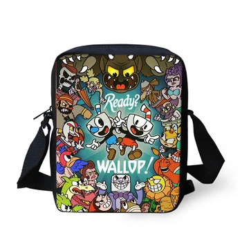 

Women's Messenger Bags Hot Game Cuphead Pattern Girls Cross Body Bag Cartoon Anime Prints Design Mini Pocket Flaps Bag