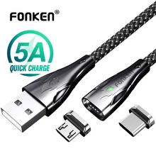 Магнитный кабель FONKEN USB C type-c кабель 5A супер быстрый зарядный кабель для huawei Mate30 быстрое зарядное устройство магнитный кабель Micro usb 2 м